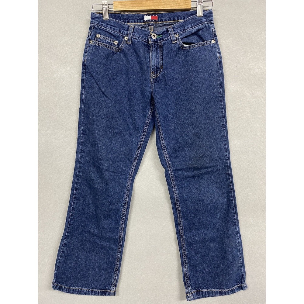 Tommy Hilfiger Womens 5 Jeans Dark Wash Cropped Straight Vintage 90s Comfy